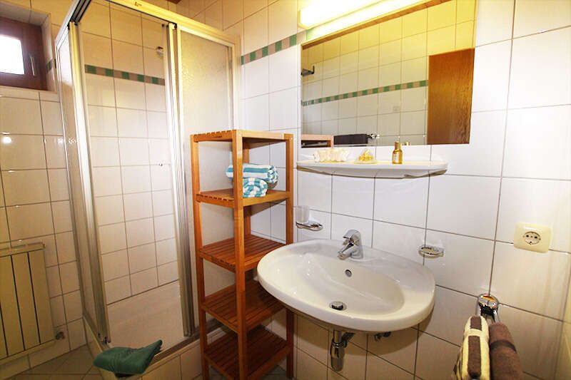 Bathroom with shower in Apartment 2 in Haus Astrid